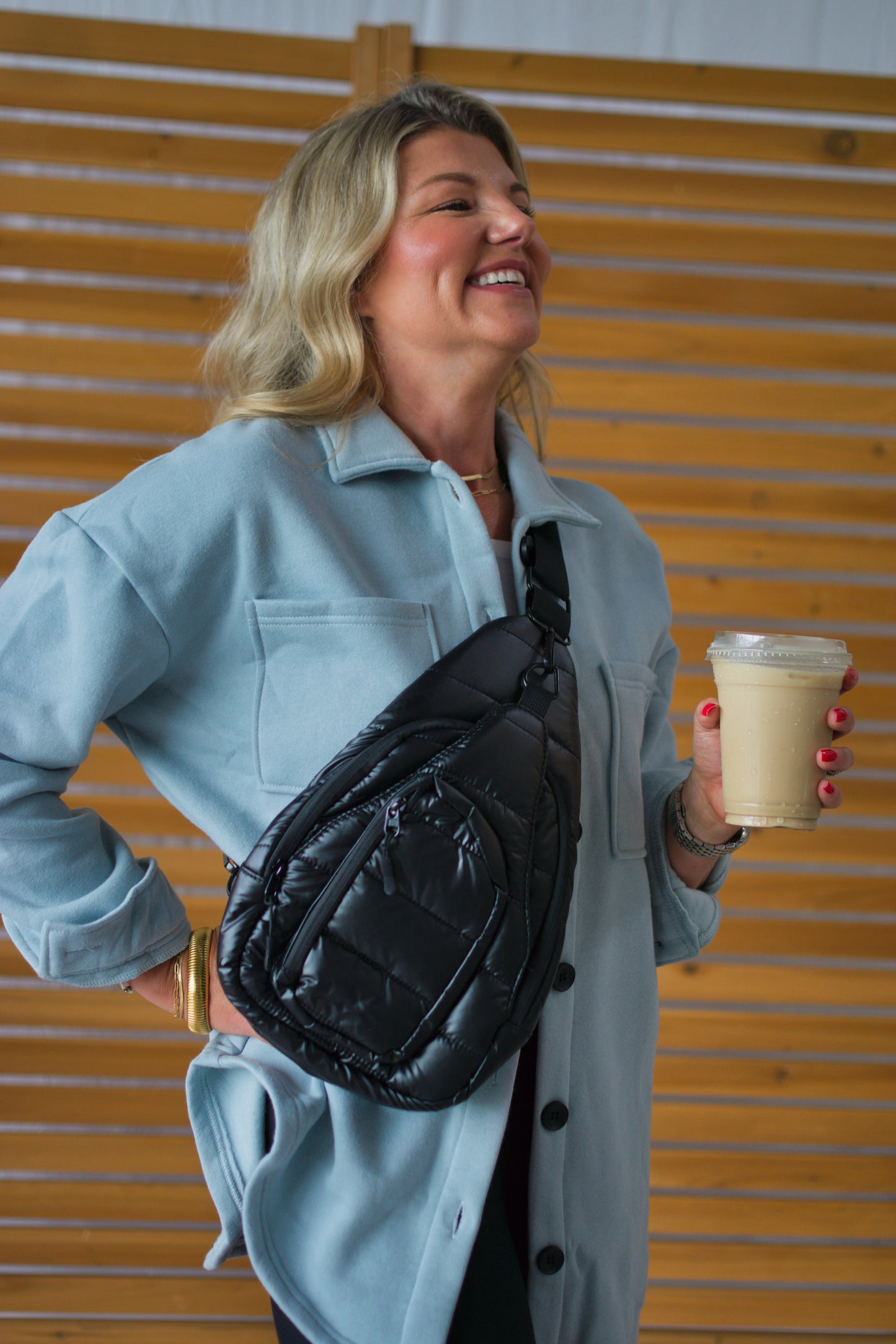 Metallic Quilted Sling Bag