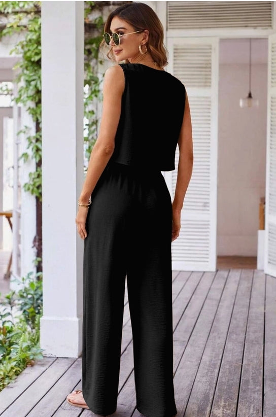 Button Down Vest and Drawstring Pant | 2pc Set