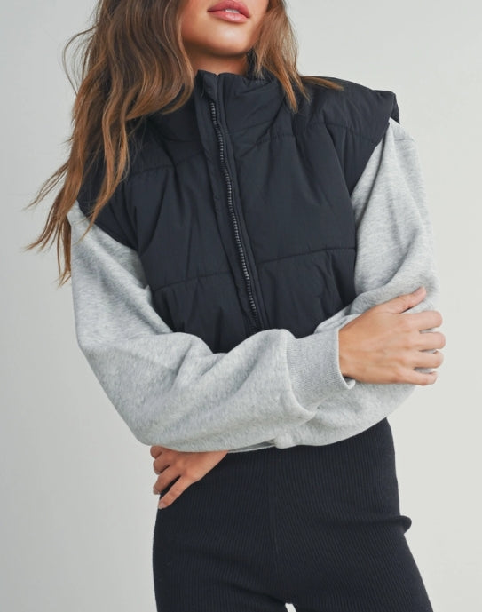 Zip Up Cropped Puffer Vest