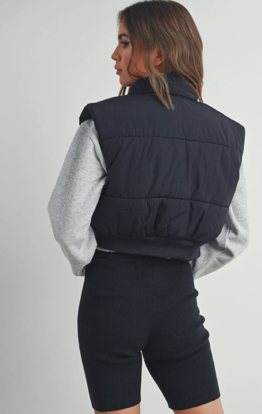 Zip Up Cropped Puffer Vest