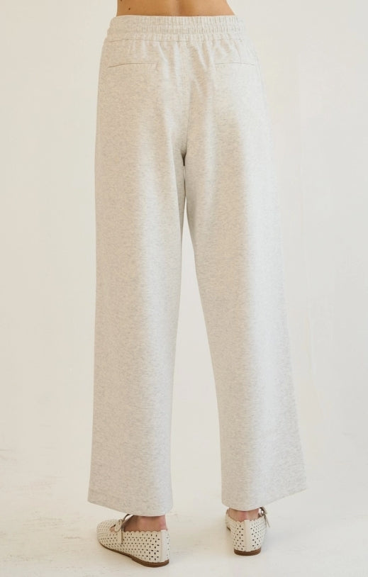 Tailored Knit Pants with Drawstring- Heather Grey