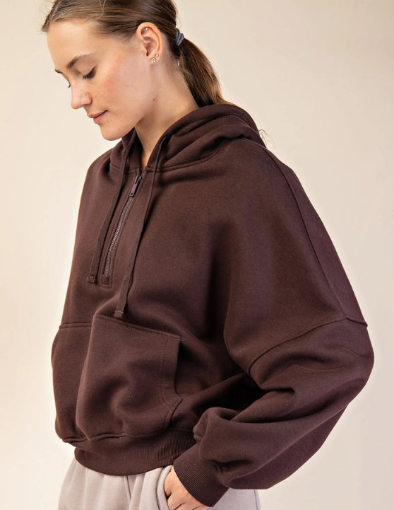 French Terry Hooded 1/2 Zip Sweatshirt