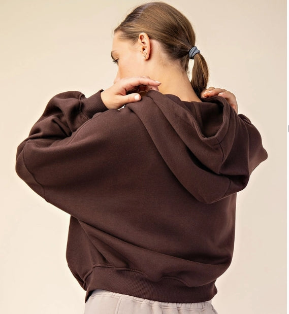 French Terry Hooded 1/2 Zip Sweatshirt