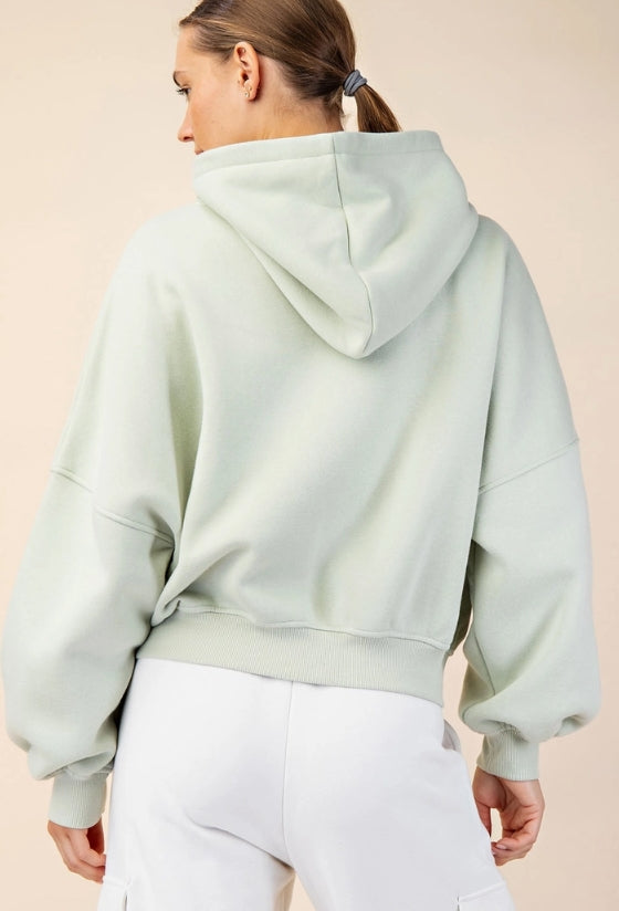 French Terry Hooded 1/2 Zip Sweatshirt