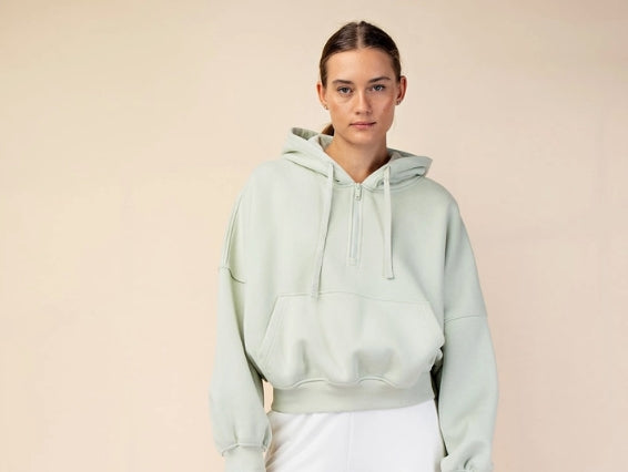 French Terry Hooded 1/2 Zip Sweatshirt