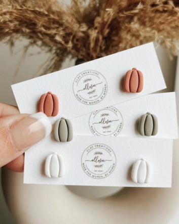 Pumpkin Polymer Clay Stud Earrings