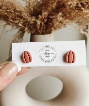 Pumpkin Polymer Clay Stud Earrings