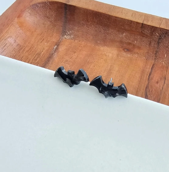 Black Bat Stud Earrings