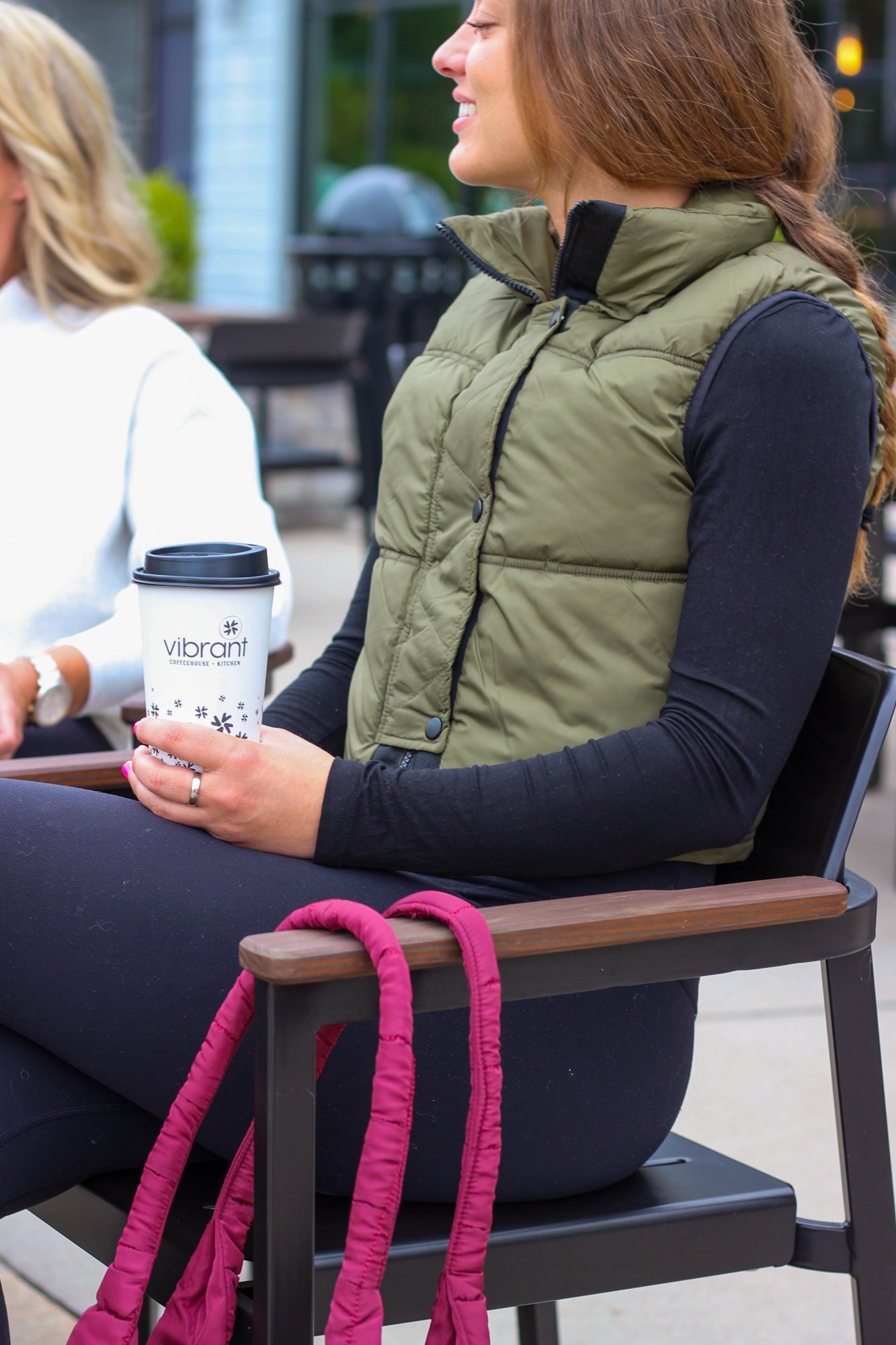 Cropped Utility Puffer Vest- Olive Green