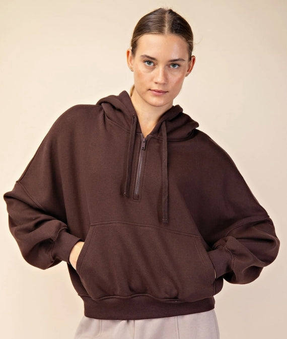 French Terry Hooded 1/2 Zip Sweatshirt