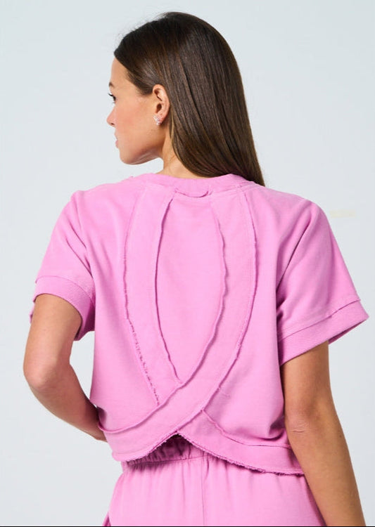 Drop Sleeve Tulip Back Short Sleeve Shirt