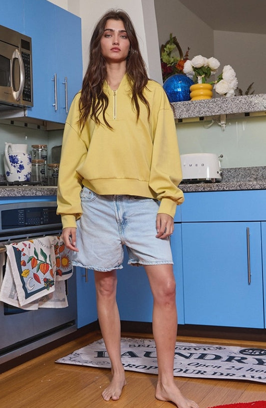 Half Zip Scuba Pullover- Mustard