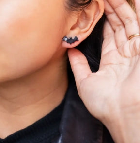 Black Bat Stud Earrings
