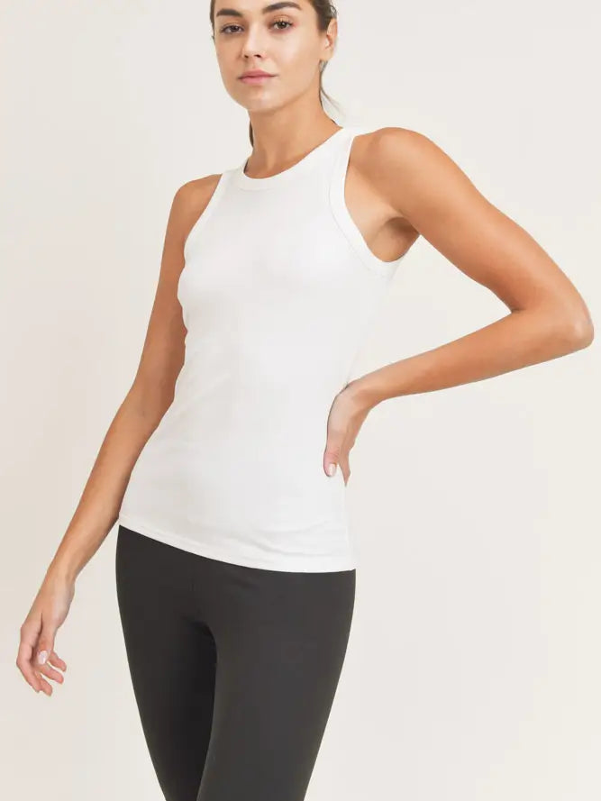 Micro Ribbed Athleisure Tank Top White